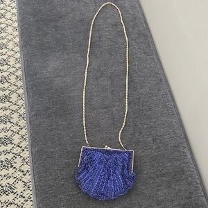 Elegant Blue Beaded Clutch